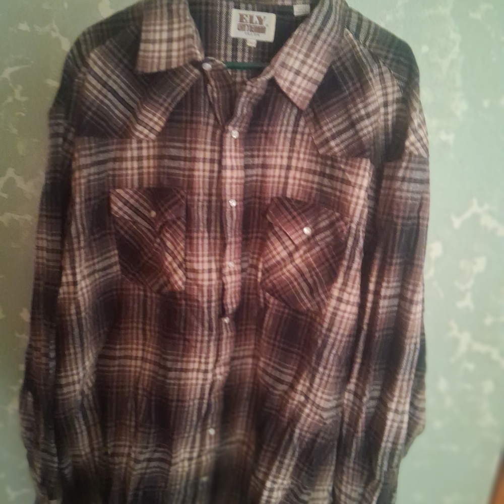 Ely Cattleman Men's Casual Plaid Shirt - Black and Brown
